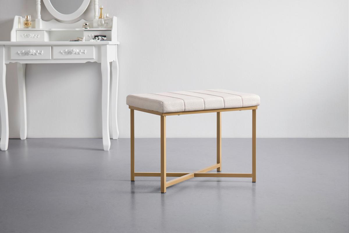 Sitzbank Leo Goldfarben/Beige - Beige/Goldfarben, Modern, Holzwerkstoff/Textil (58/47/38cm) - Mömax