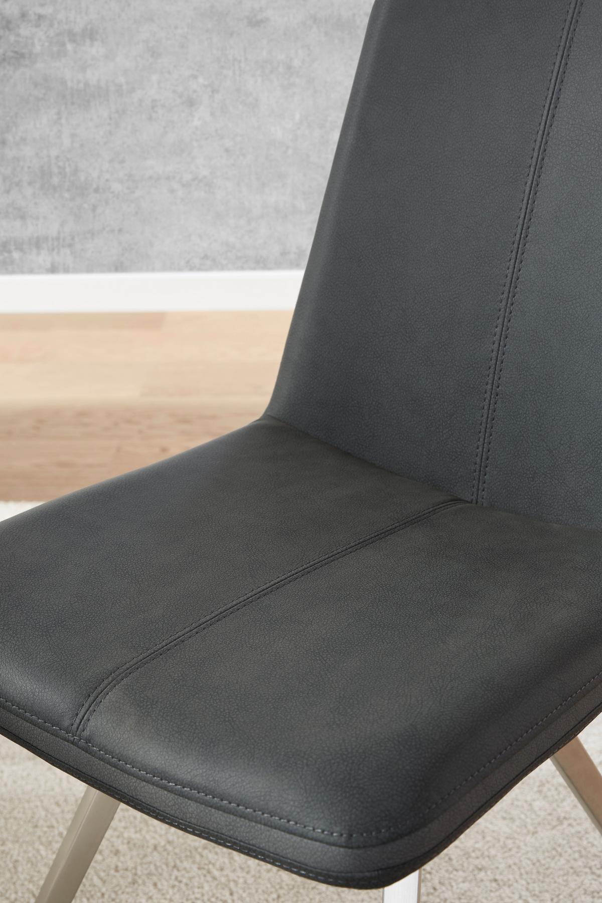 KRZESŁO GILBERT - antracytowy/kolor stalowy, Design, metal/tkanina (45/92/63cm) - Voleo