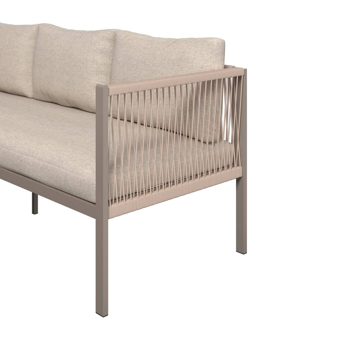 Loungegarnitur Sophia Hellgrau/Beige, 4-teilig - Beige/Creme, MODERN, Glas/Textil (195/73/72cm)