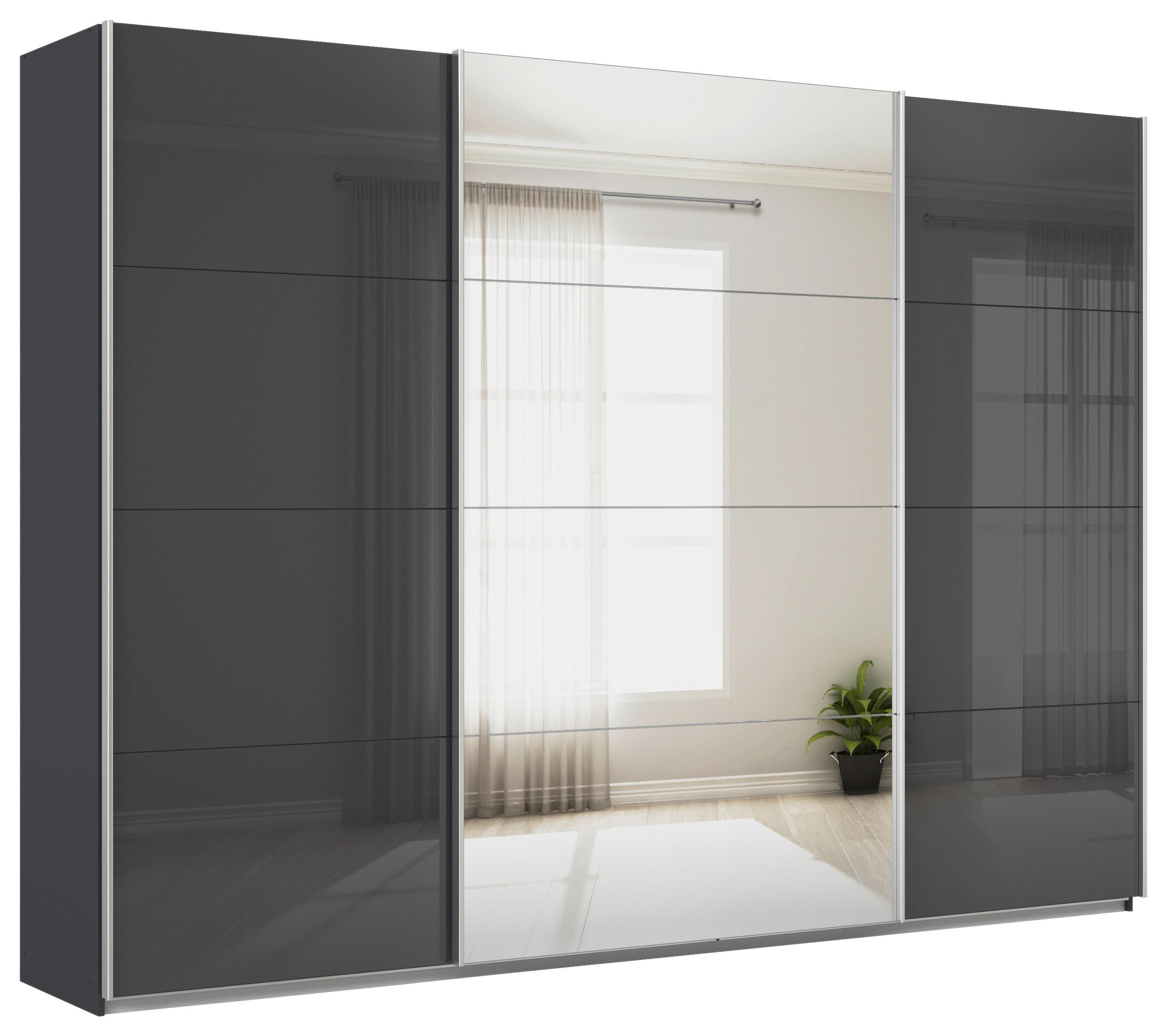 Ormar S Kliznim Vratima Feldkirch - srebrne boje/antracit visoki sjaj, Moderno, staklo/drvni materijal (315/229/62cm) - Modern Living