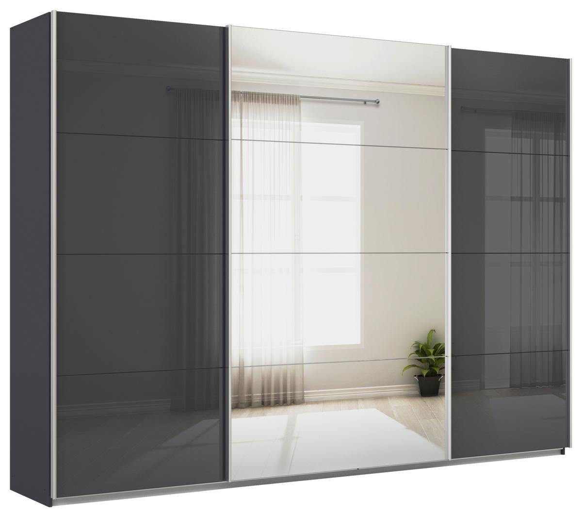 Ormar S Kliznim Vratima Feldkirch - srebrne boje/antracit visoki sjaj, Moderno, staklo/drvni materijal (315/229/62cm) - Modern Living