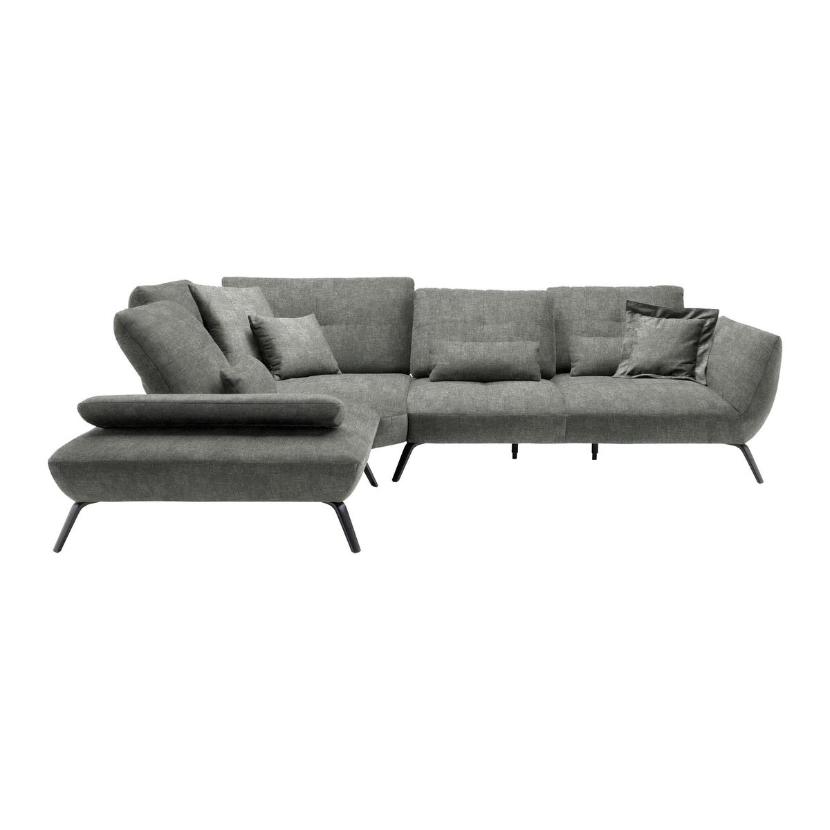 Wohnlandschaft Trendy Dunkelgrau - Dunkelgrau/Schwarz, MODERN, Holzwerkstoff/Textil (250/93/310cm) - Premium Living