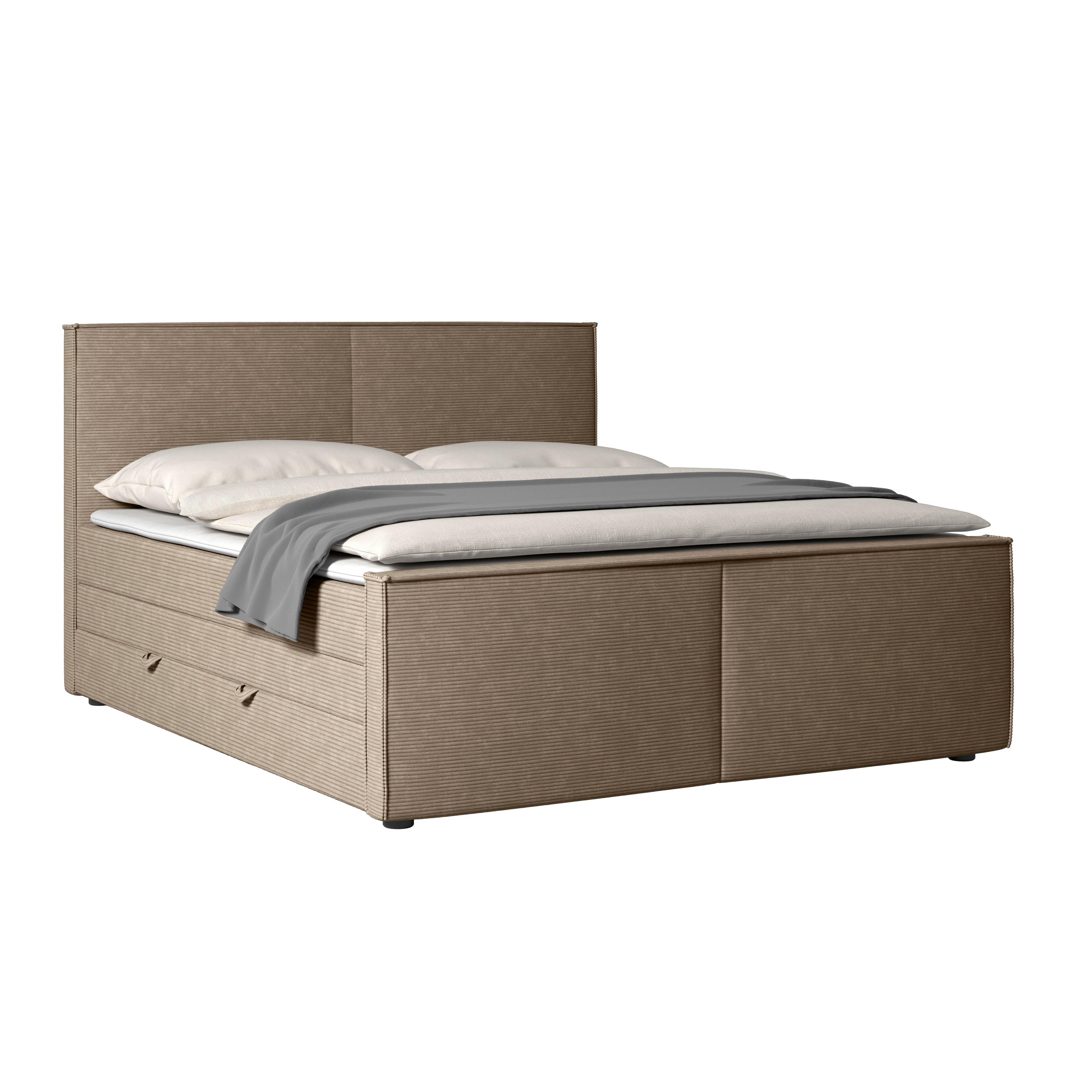 Boxspringbett Algier ca. 180x200 cm Naturfarben - Schwarz/Naturfarben, MODERN, Karton/Holz (180/200cm) - MID.YOU