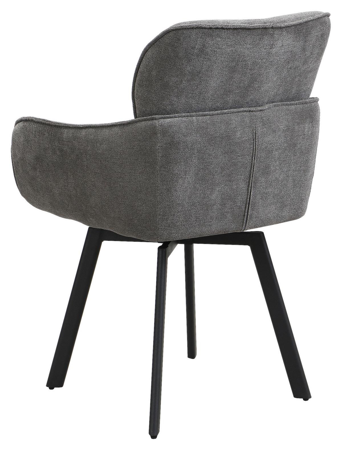 STUHL-SET RICO - Dunkelgrau/Schwarz, MODERN, Textil/Metall (61/90/63cm) - MID.YOU