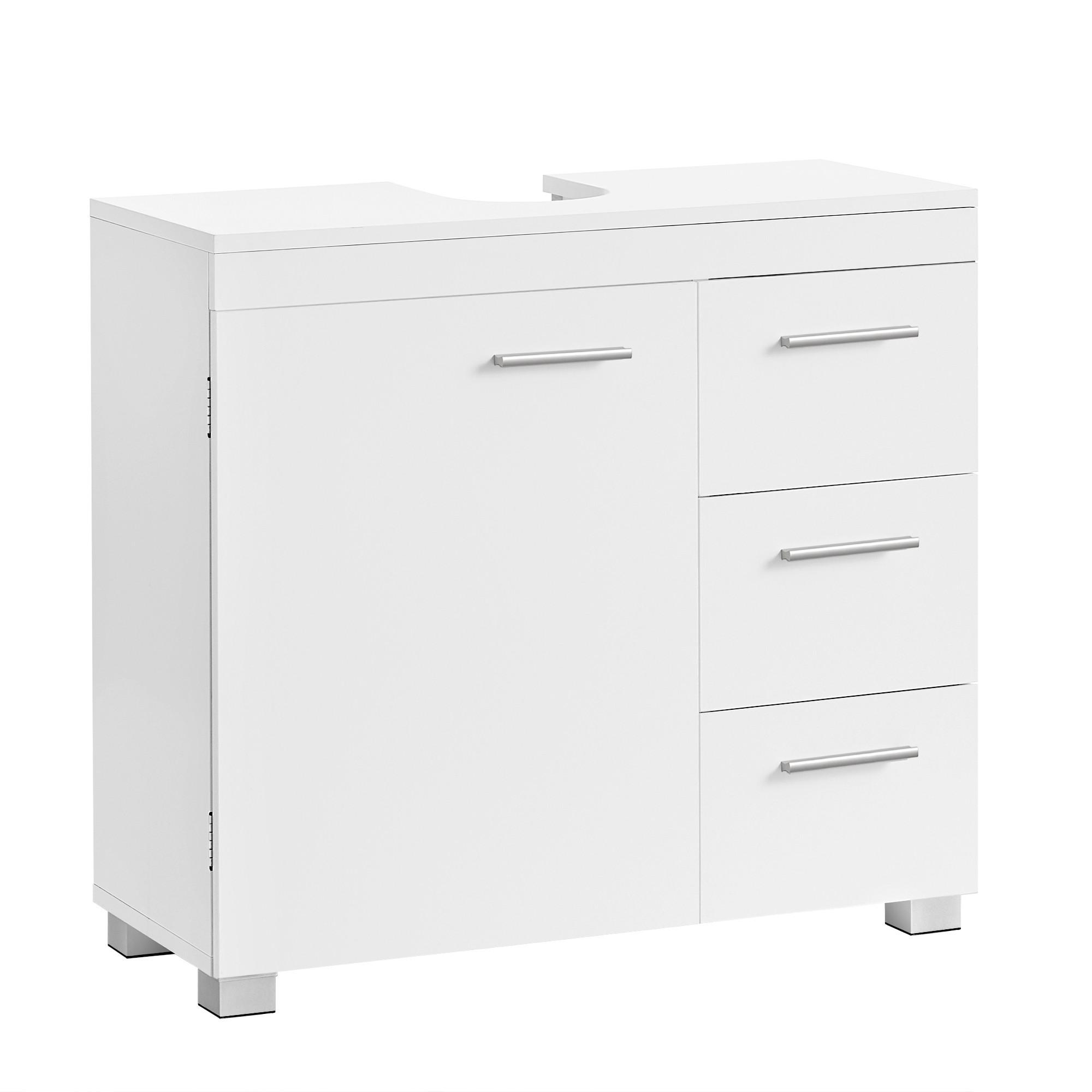 WASCHBECKENUNTERSCHRANK BBK503W10V2 - Silberfarben/Weiß, Trend, Holzwerkstoff/Kunststoff (70/64/30cm) - MID.YOU
