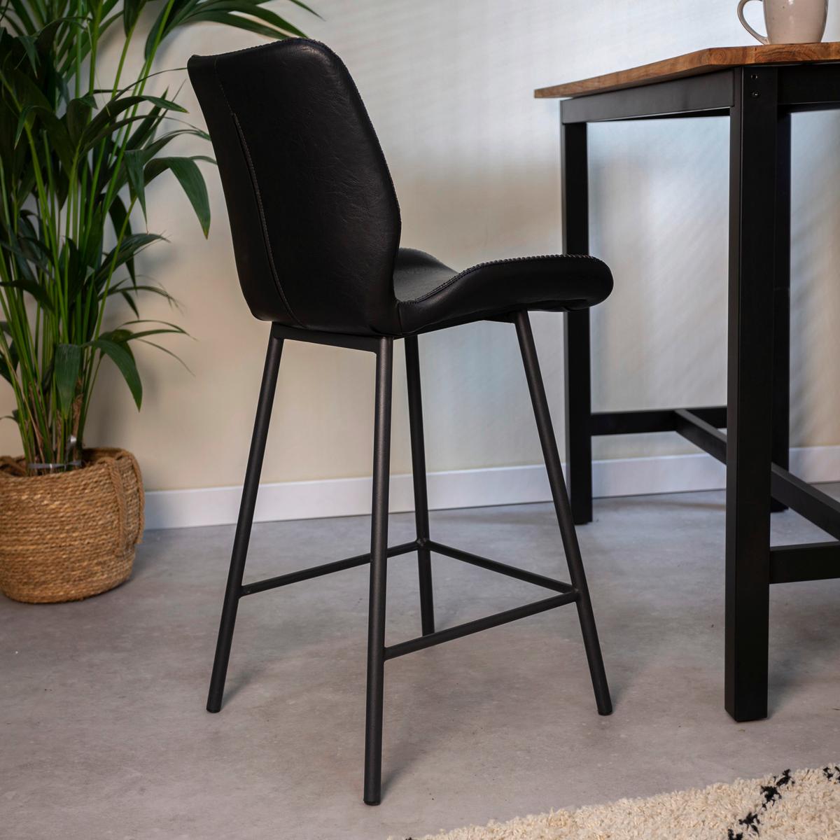 Barhocker-Set Barron 2er-Set ca. 47x99 cm Schwarz - Schwarz, KONVENTIONELL, Kunststoff/Textil (47/99/55cm) - MID.YOU