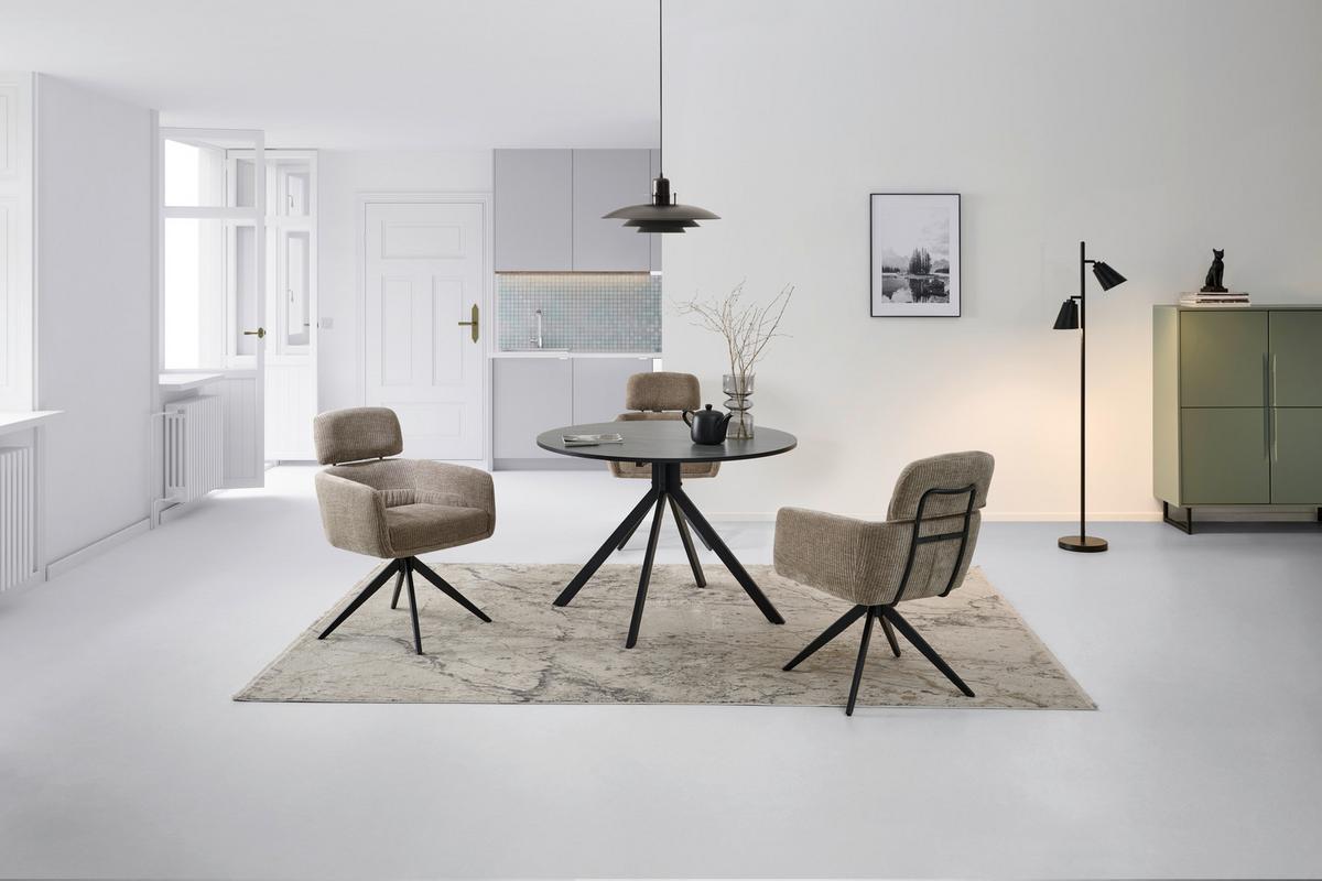 Jedilna Miza Lennox, Siva, Ø 110cm - siva/črna, Konvencionalno, kovina/leseni material (110/110/76cm) - MID.YOU