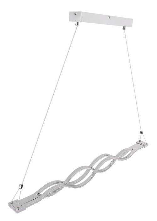 LED-Hängeleuchte Pilla in Chromfarben max. 30 Watt - Klar/Chromfarben, Basics, Glas/Metall (95/7/140cm) - Globo