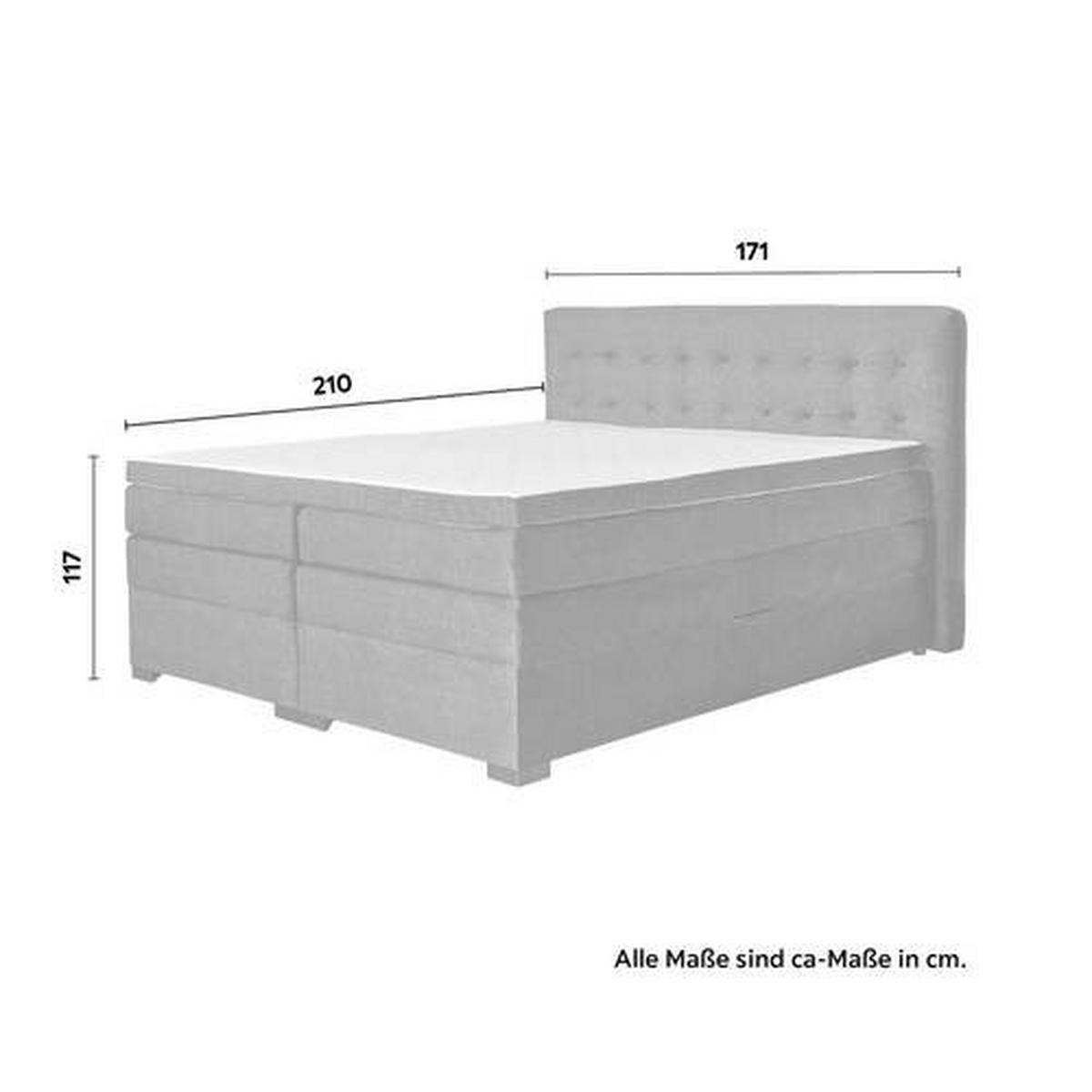 Boxspringbett Madeira in Anthrazit ca. 160x200cm - Anthrazit/Schwarz, Konventionell, Textil (160/200cm) - Premium Living