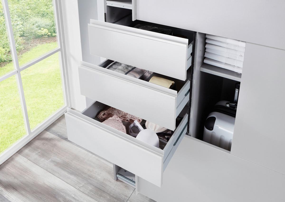 Schwebetürenschrank Saigon ca. 270x210 cm Weiß - Klar/Weiß, KONVENTIONELL, Glas/Holzwerkstoff (270/210/64cm) - MID.YOU