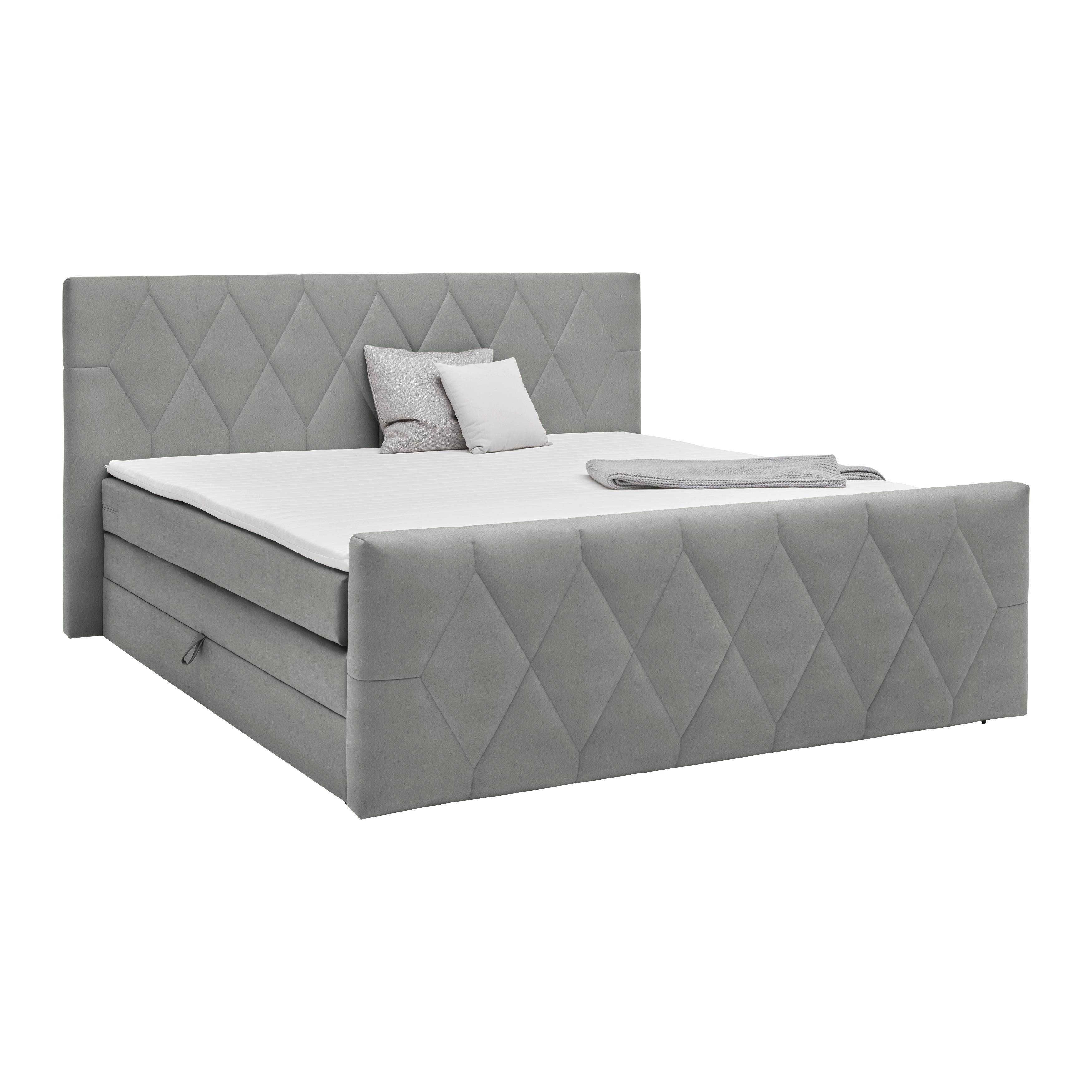 Boxspringbett Josie B Grau ca. 180x200cm - Schwarz/Grau, KONVENTIONELL, Holz/Holzwerkstoff (180/200cm) - Mömax