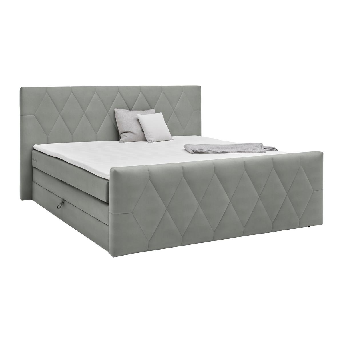 Boxspringbett Josie B Grau ca. 160x200cm - Schwarz/Grau, KONVENTIONELL, Holz/Holzwerkstoff (160/200cm) - Mömax