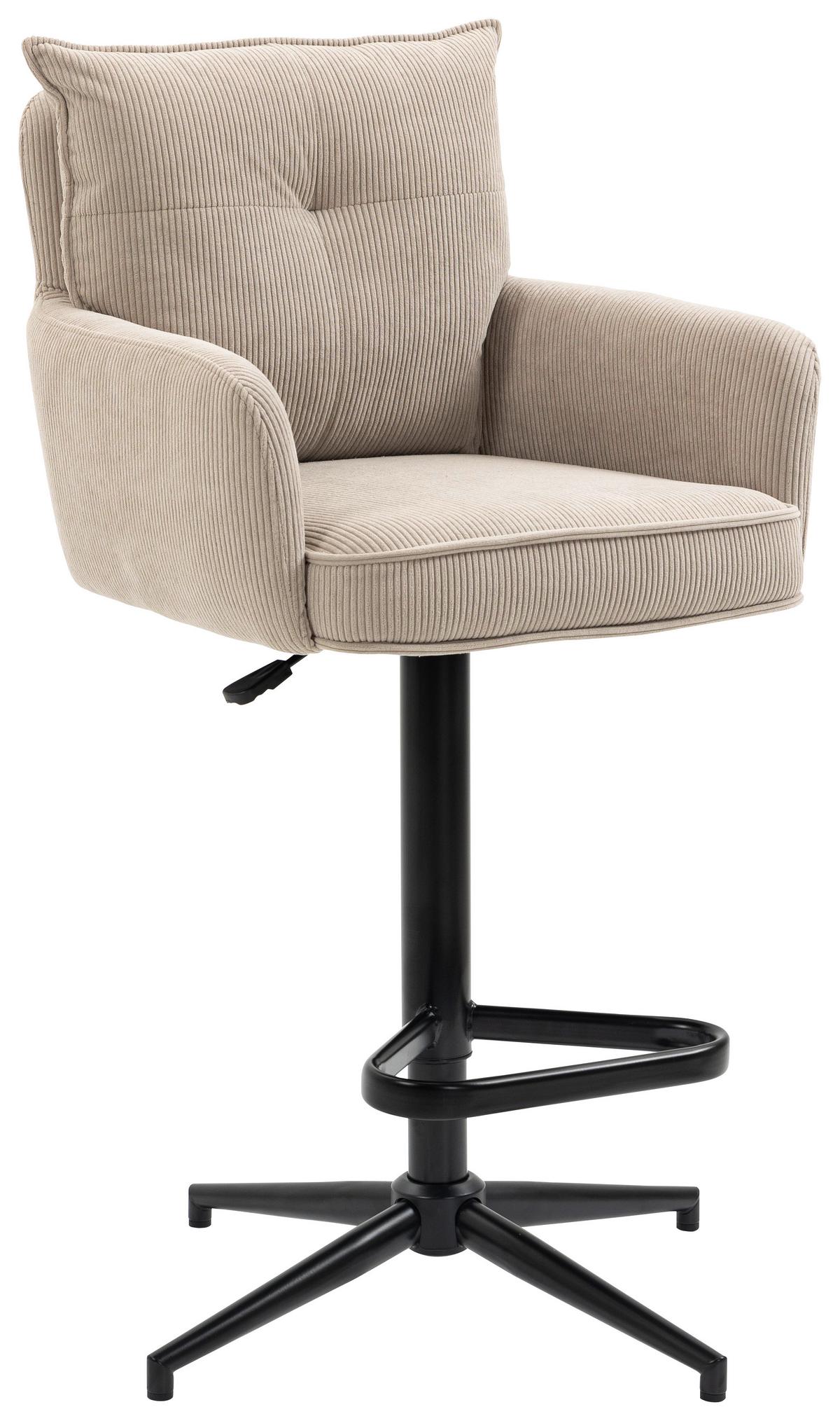 STOŁEK BAROWY POINT - beżowy/kremowy, Design, metal/tkanina (54/98-120/58cm) - Novel