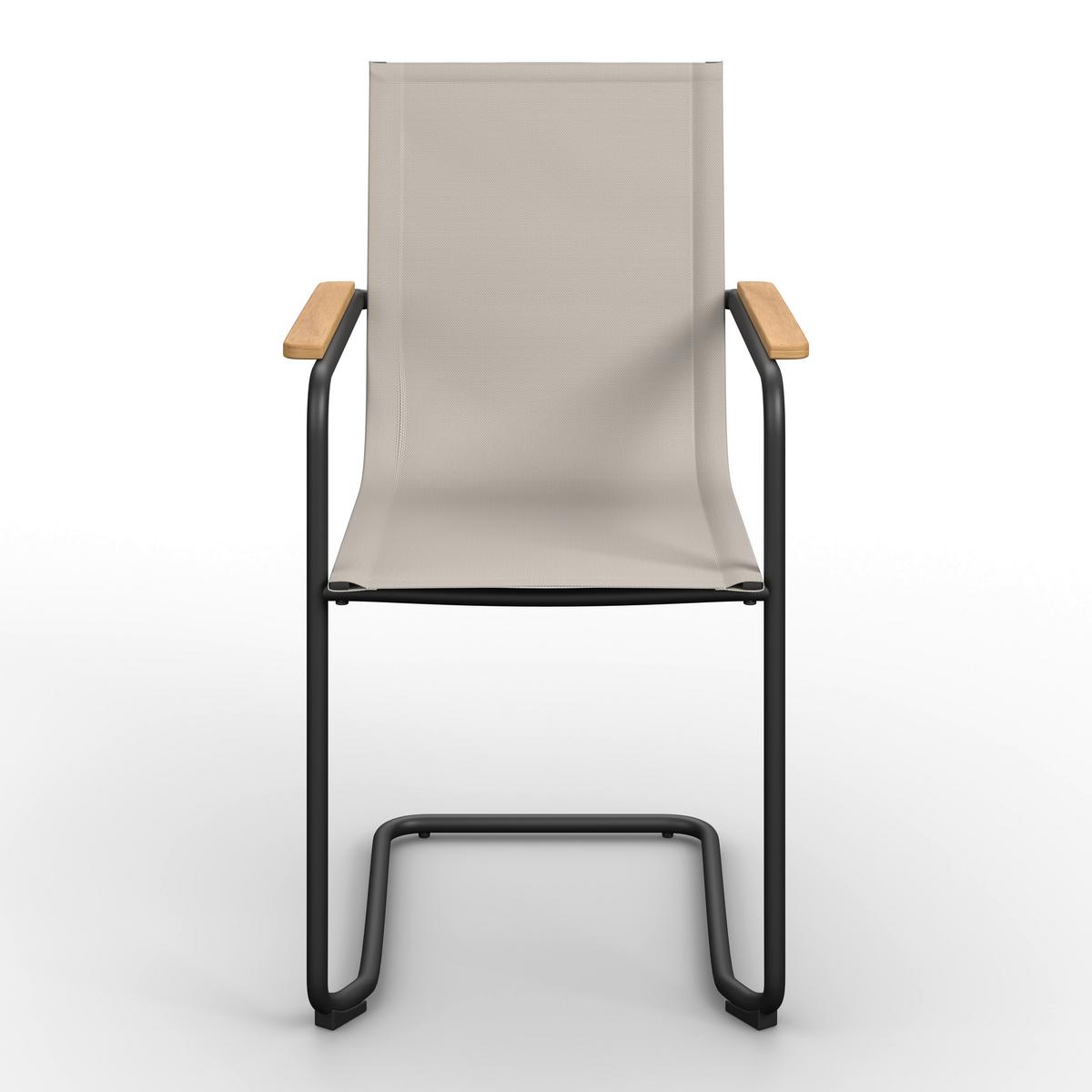 Gartensessel-Set 2-er Daisy Hellgrau aus Textilene/Metall - Hellgrau/Schwarz, MODERN, Holz/Textil (55,5/95/55cm) - Bessagi Garden