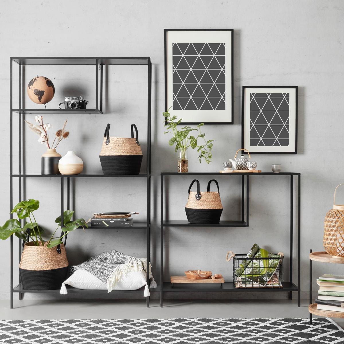 Etajeră GABE - negru, Modern, metal/material pe bază de lemn (100/178/33cm) - Modern Living
