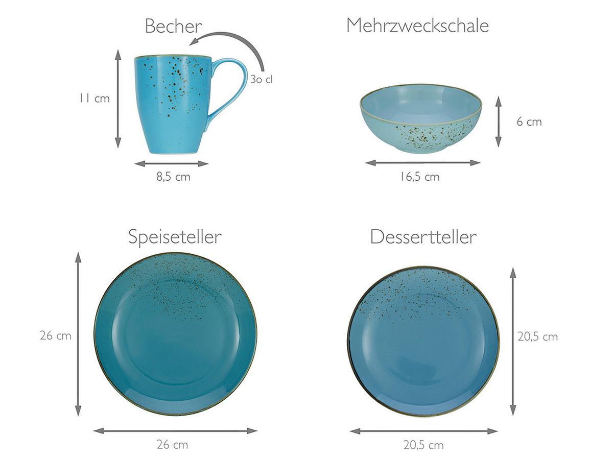 Kombinirani Servis Aqua, 16-Delni - modra, Basics, keramika - Creatable