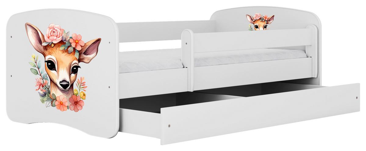 Otroška Postelja Babydreams, Bela, 80x160cm - bela/barve breze, Moderno, tekstil/leseni material (80/160cm) - MID.YOU