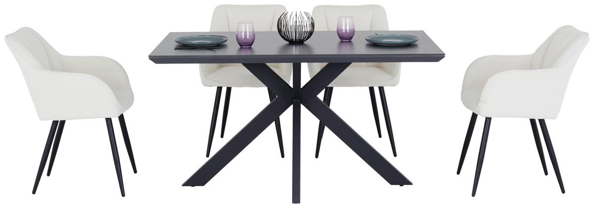 Jedilna Miza Steve 2, Črna, 140x90 Cm - črna, Moderno, kovina/leseni material (140/76/90cm)