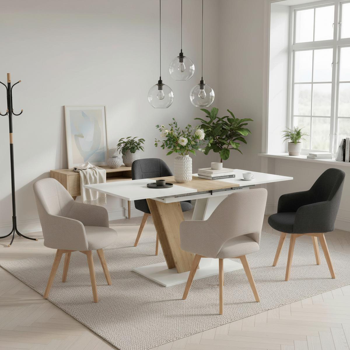 ESSTISCH SIENA T - Weiß/Eiche Artisan, MODERN, Holzwerkstoff (110-150/76/70cm) - MID.YOU