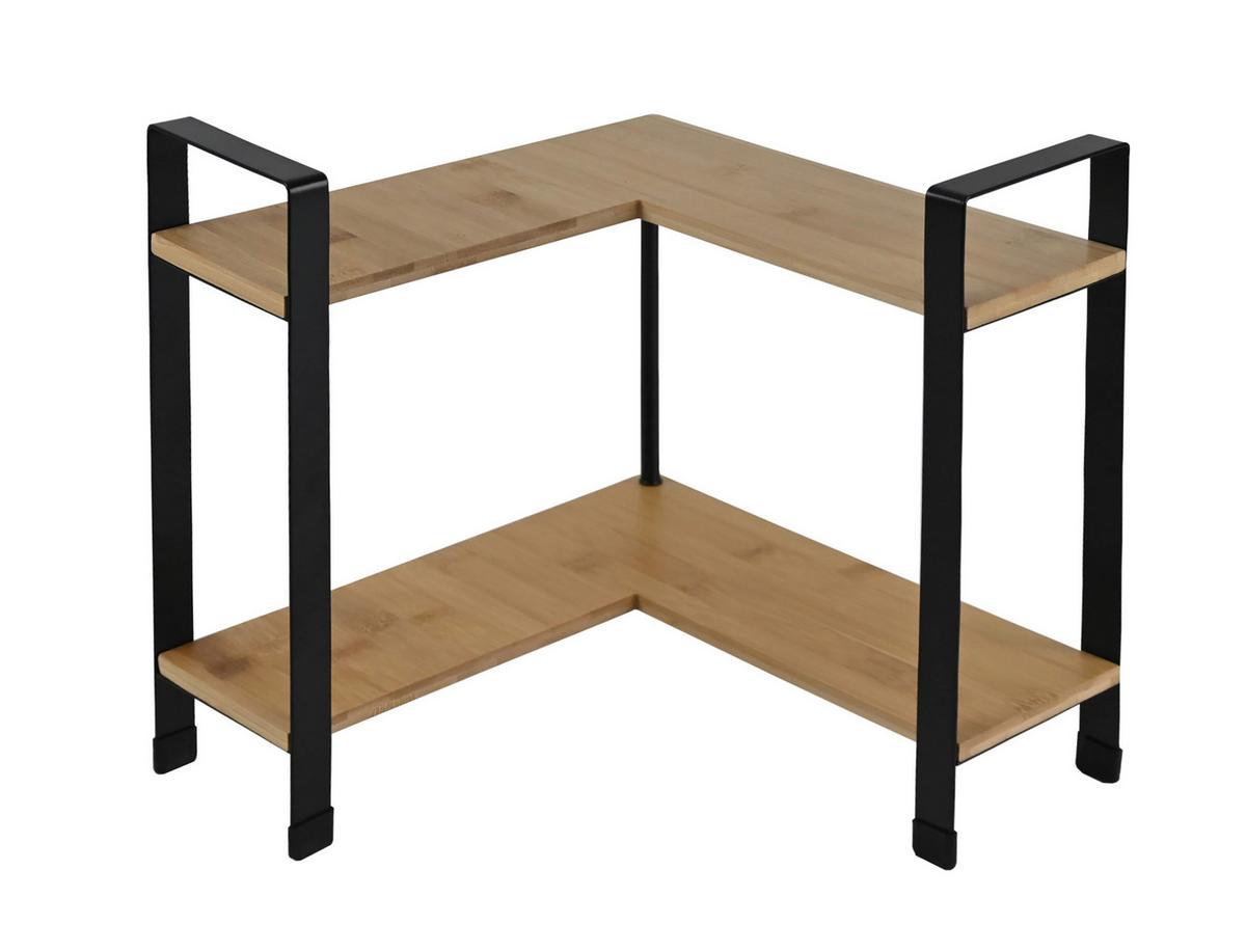 Etajeră de bucătărie Rita - Corner - culoare natur/negru, Modern, materiale naturale/metal (30/33/30cm) - Mömax