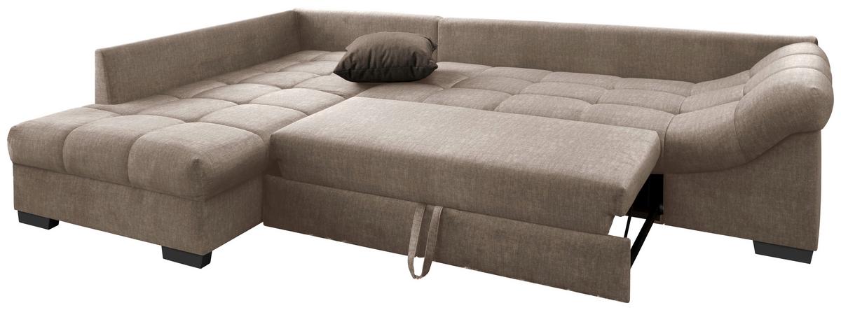 Wohnlandschaft Alvito Hellbraun Velours - Hellbraun/Dunkelbraun, MODERN, Holz/Textil (202/298cm) - MID.YOU