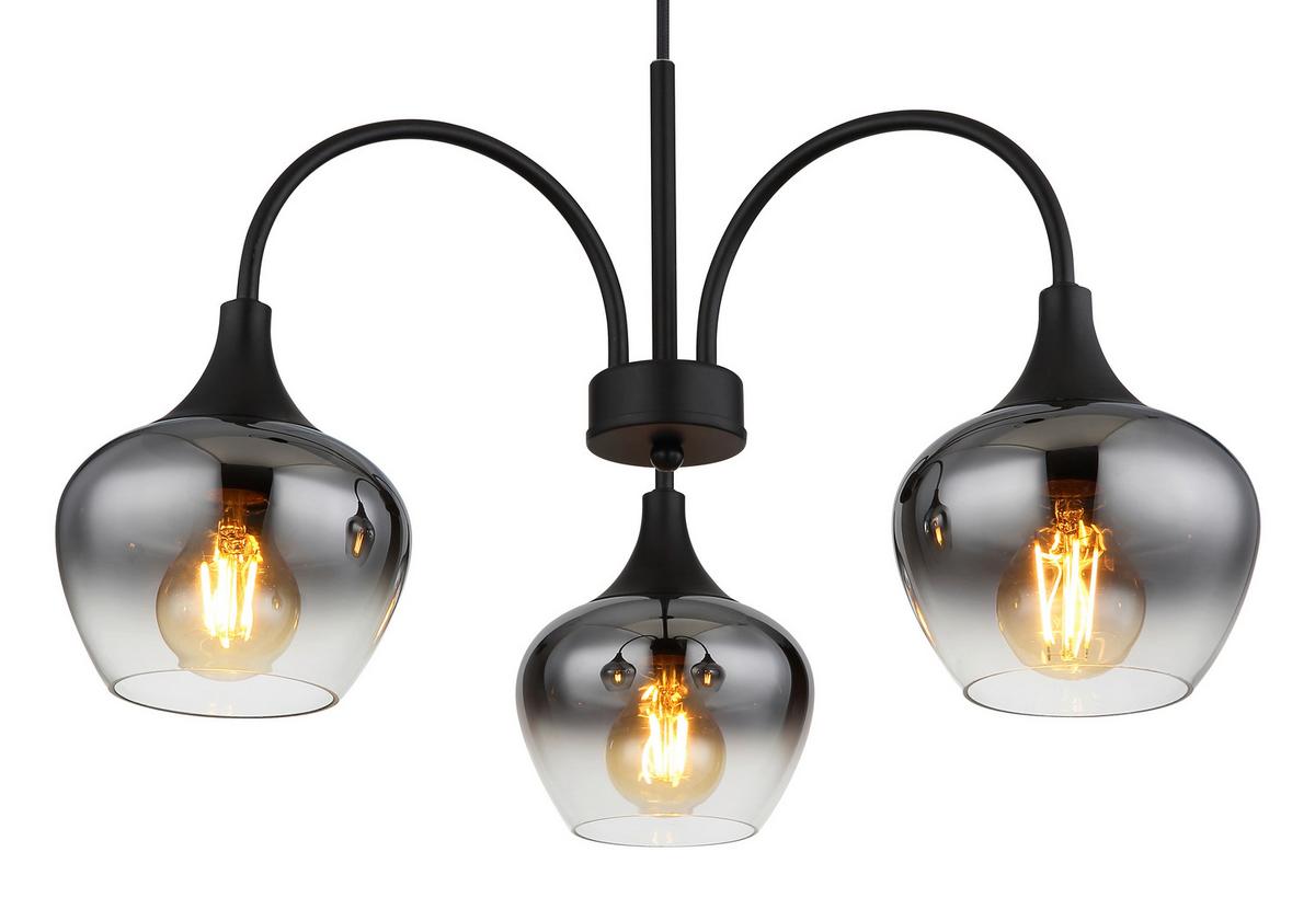 Hängeleuchte Maxy Schwarz max. 40 Watt - Schwarz, Design, Glas/Textil (55/120cm) - Globo