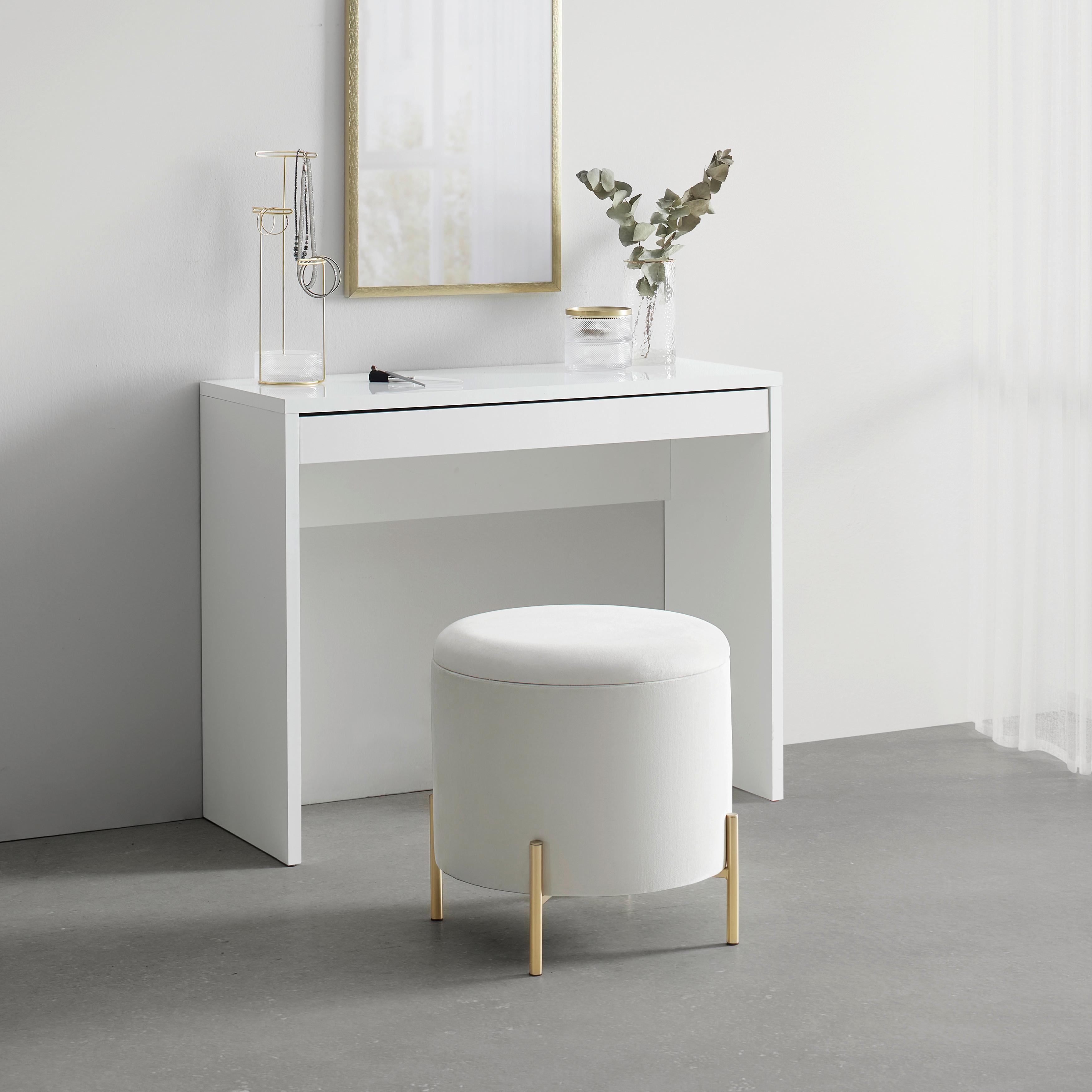 Hocker Mixo Weiß/Gold - Goldfarben/Weiß, MODERN, Holzwerkstoff/Textil (47/50/47cm) - Mömax