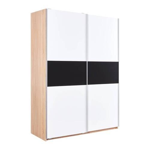 SZAFA PRZESUWNA/PODWIESZ.DRZWI SANDRA - kolor dębowy/czarny, Modern, drewno (154/215/60cm) - Bessagi Home