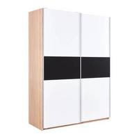 SZAFA PRZESUWNA/PODWIESZ.DRZWI SANDRA - kolor dębowy/czarny, Modern, drewno (154/215/60cm) - Bessagi Home