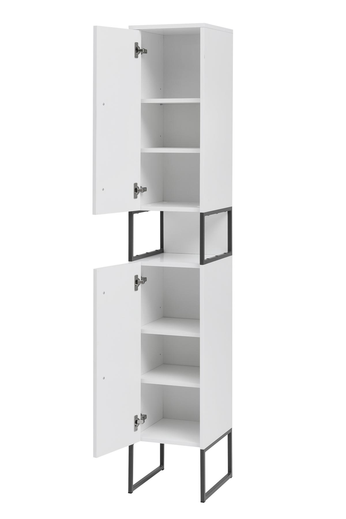 Hochschrank in Weiß - Anthrazit/Weiß, MODERN, Holzwerkstoff/Metall (30/184/33cm) - Mömax
