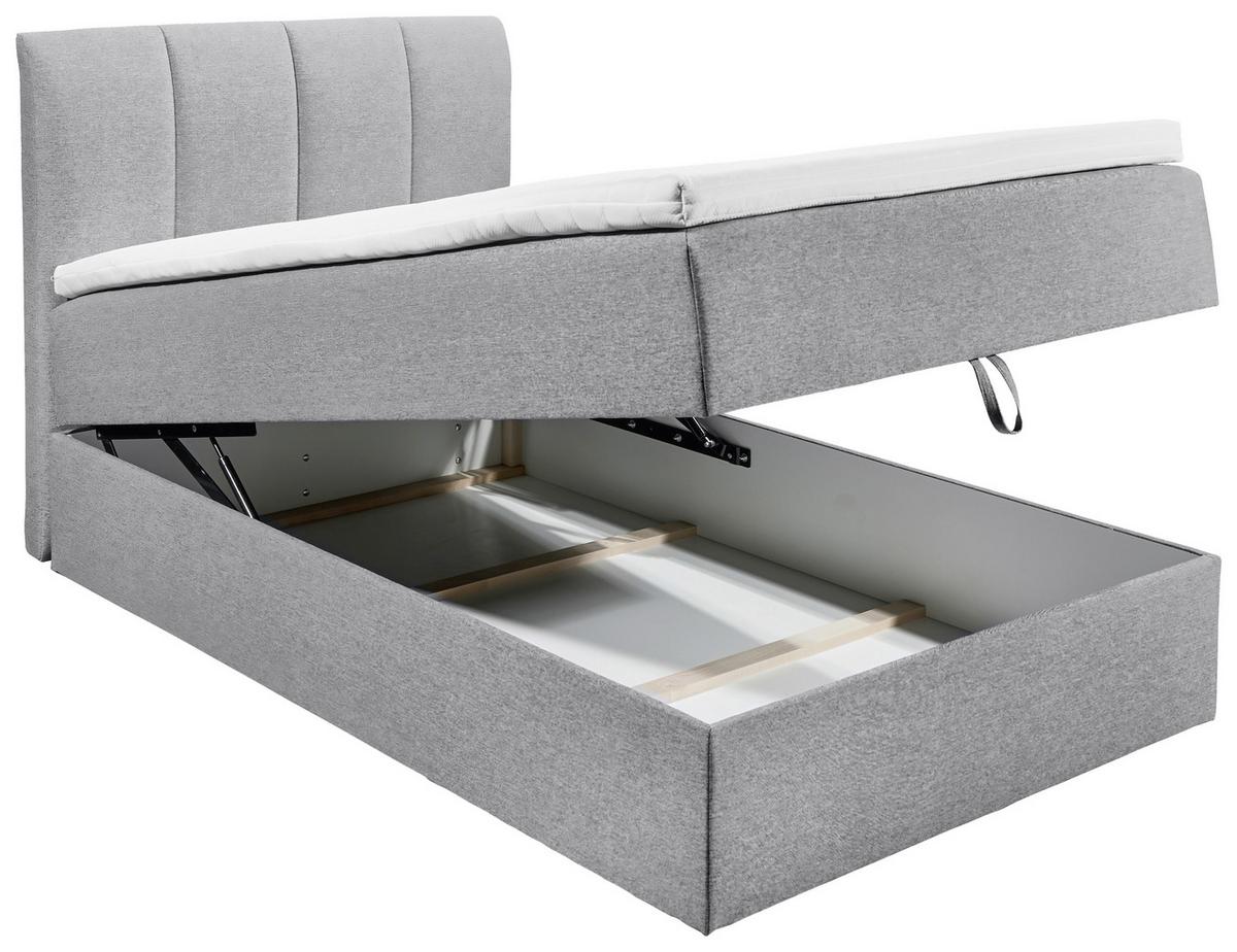 Boxspringbett Granada ca. 120x200 cm Grau - Schwarz/Grau, Basics, Kunststoff/Textil (120/200cm) - MID.YOU