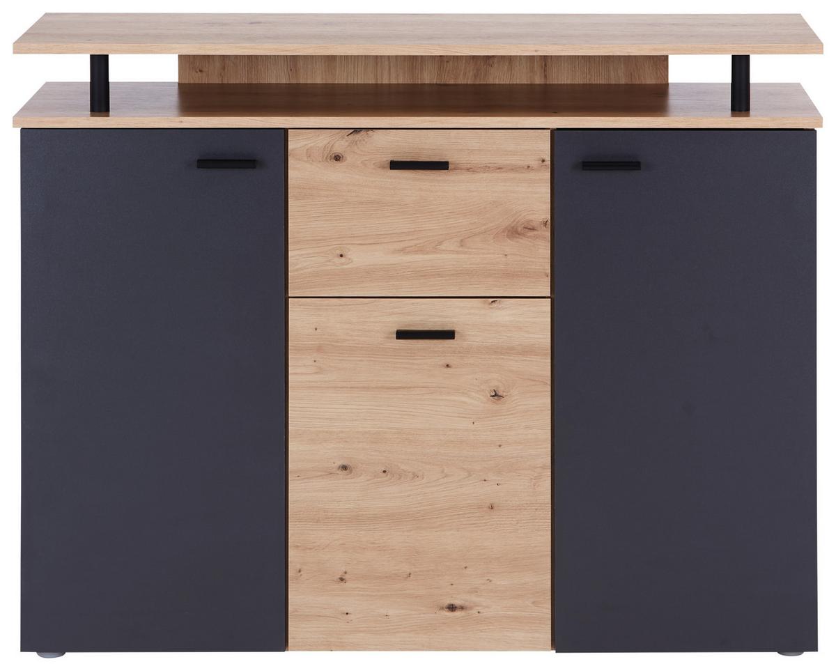 Komoda Leon, Antracit, Barva Hrasta - črna/antracit, Moderno, umetna masa/leseni material (117/92,3/38cm) - Mömax