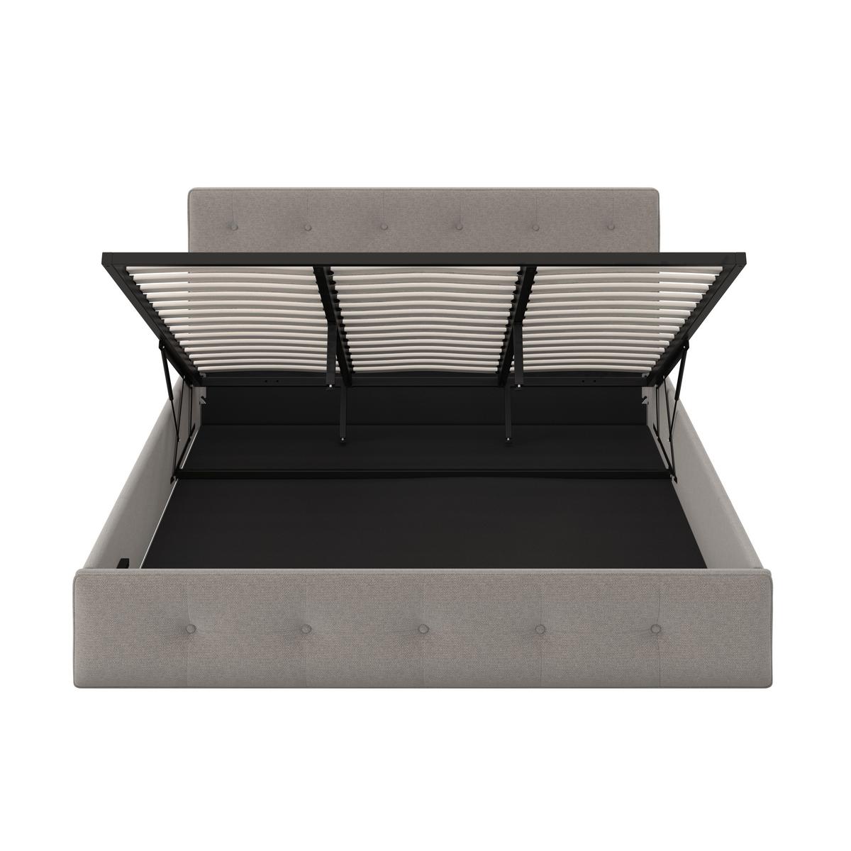 Pat tapițat gri deschis JULIE cca 180X200 gri deschis - gri deschis/culoare natur, Modern, metal/lemn (180/200cm) - Bessagi Home