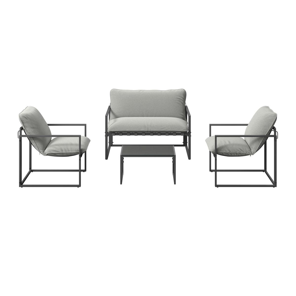 Vrtni Set Lucia - tamno siva/svijetlo siva, Basics, staklo/metal