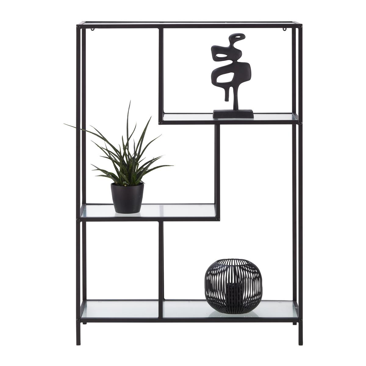 Regal Shine Schwarz - Schwarz, MODERN, Glas/Metall (80/113/30cm) - Mömax