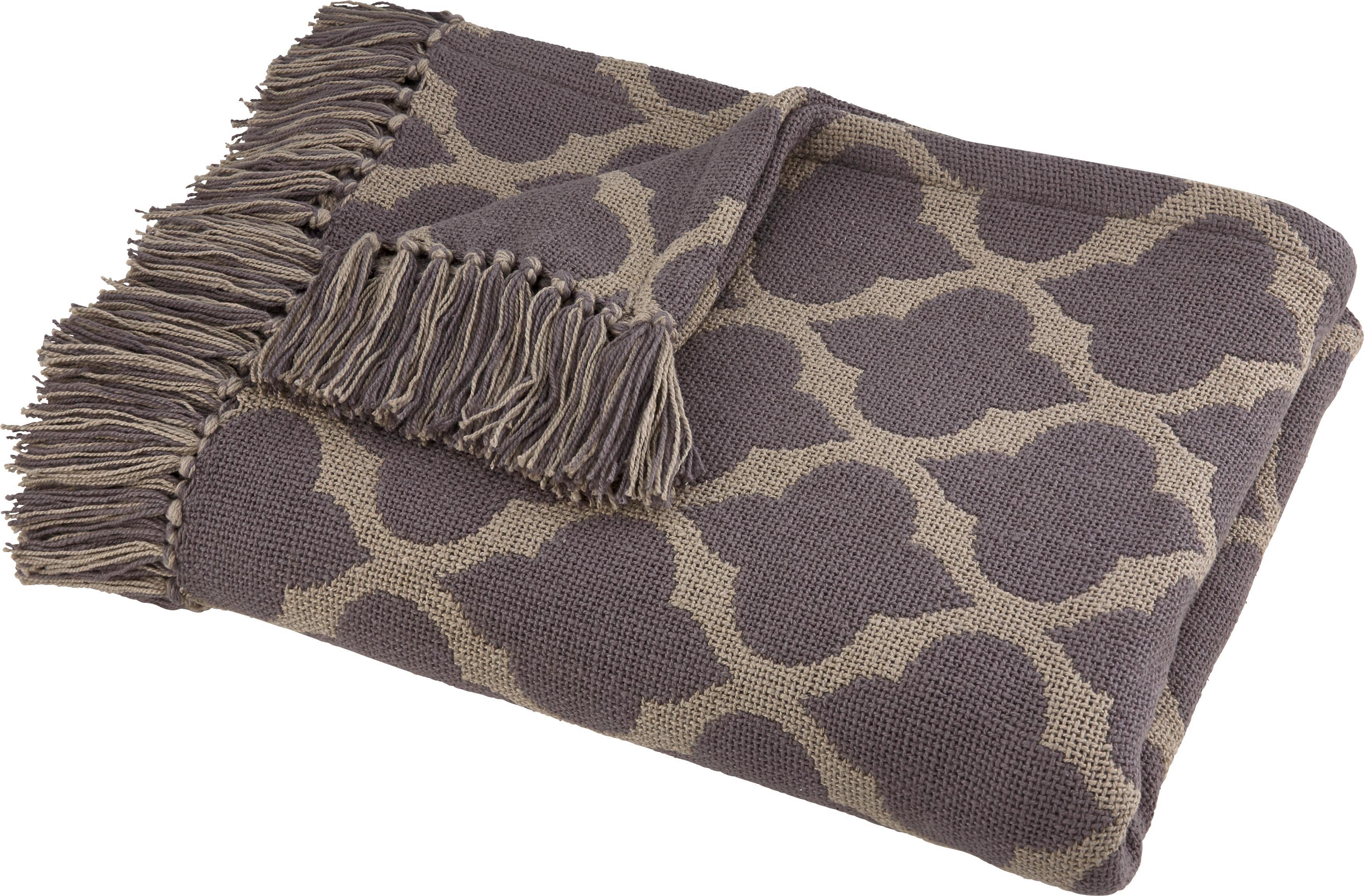 Decke in Grau/Braun ca. 130x170cm 'Ornament' - Braun/Grau, MODERN, Textil (130/170cm) - Bessagi Home