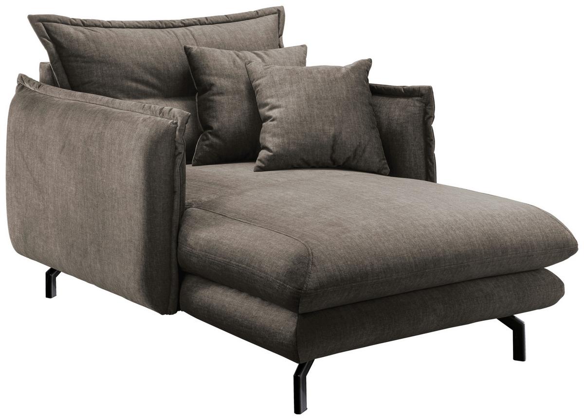 Relaxsessel Lava Braun Velours - Schwarz/Braun, MODERN, Textil/Metall (111/101/167cm) - Livetastic