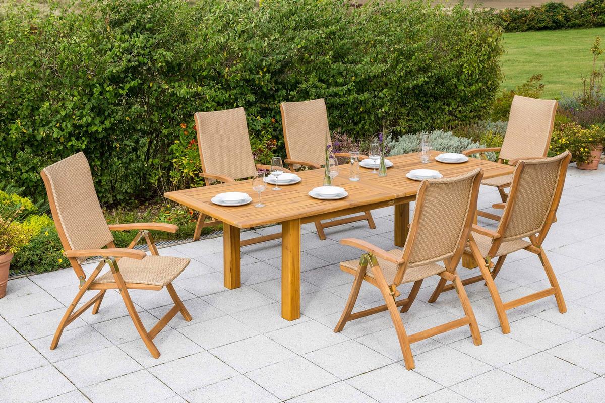 Gartentischgruppe Capri Naturfarben - Naturfarben, KONVENTIONELL, Holz/Kunststoff - Gardenson