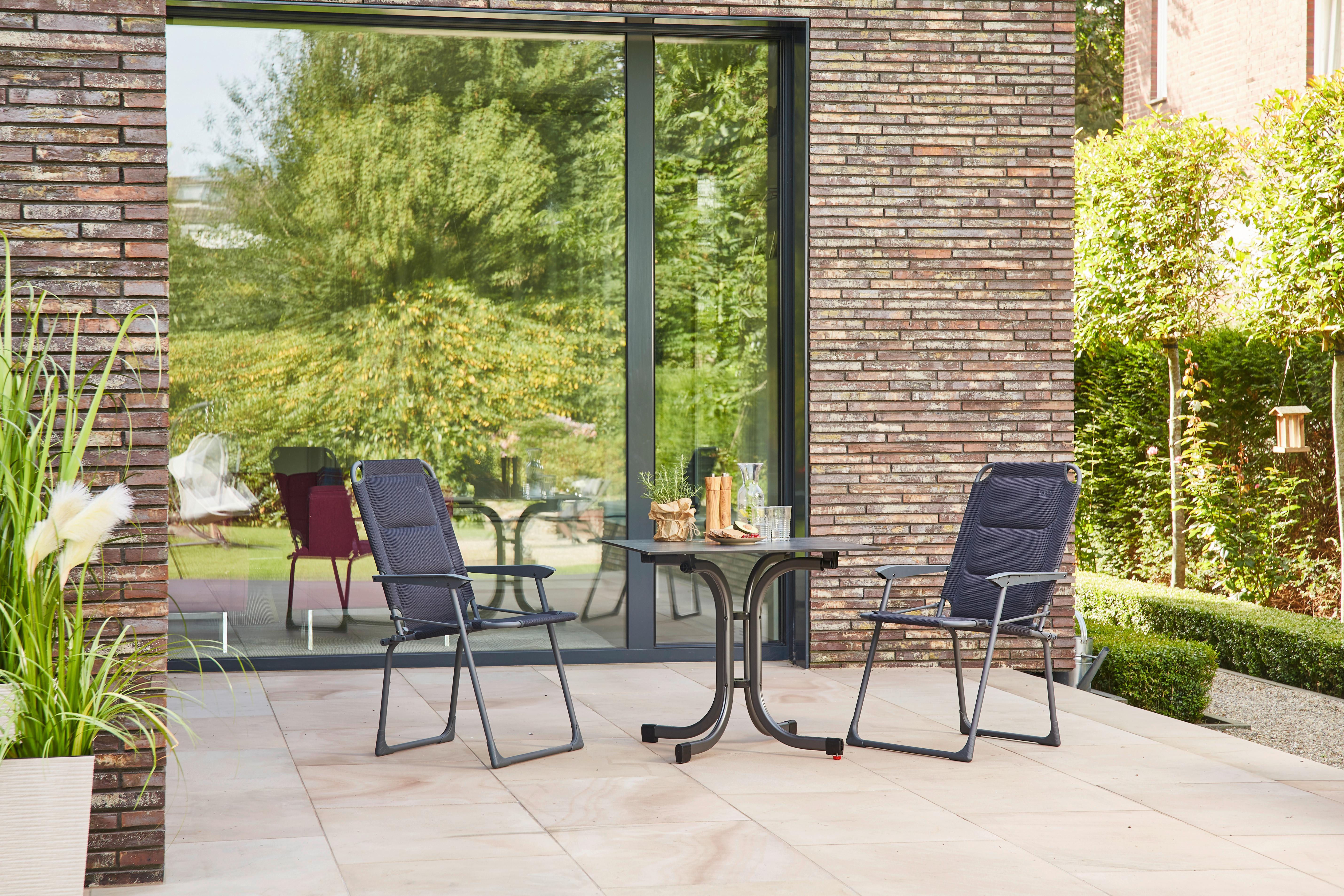 Campingtisch Set Premium mit Klappstühlen - Anthrazit/Schwarz, KONVENTIONELL, Kunststoff/Textil - Siena Garden