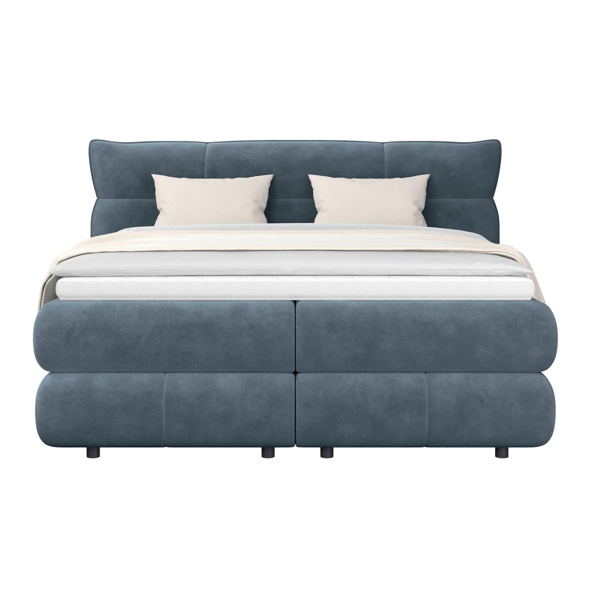 Boxspring Krevet Carmelo - zelena/crna, Trendi, tekstil/plastika (160/200cm) - Premium Living