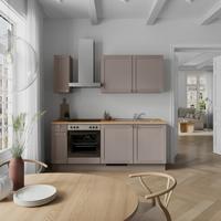 Küchenleerblock Frame Low o. Geräte Beigebraun - Edelstahlfarben/Eichefarben, MODERN, Holzwerkstoff/Metall (210cm) - Nobilia