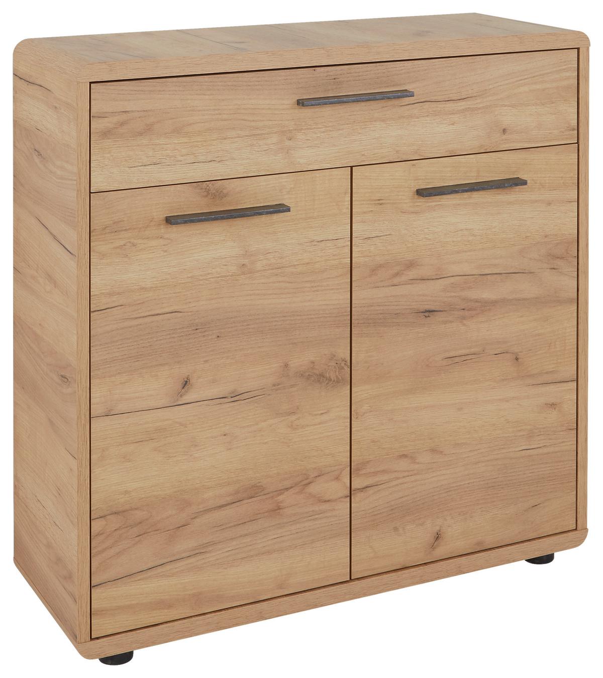 Komoda Fontana - črna/barve hrasta, Moderno, umetna masa/leseni material (84/90/32cm) - Mömax