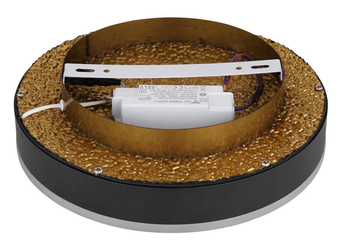 LED-Deckenleuchte Hedi in Schwarz max. 24 Watt - Goldfarben/Opal, Design, Kunststoff/Metall (30/7,5cm) - Globo