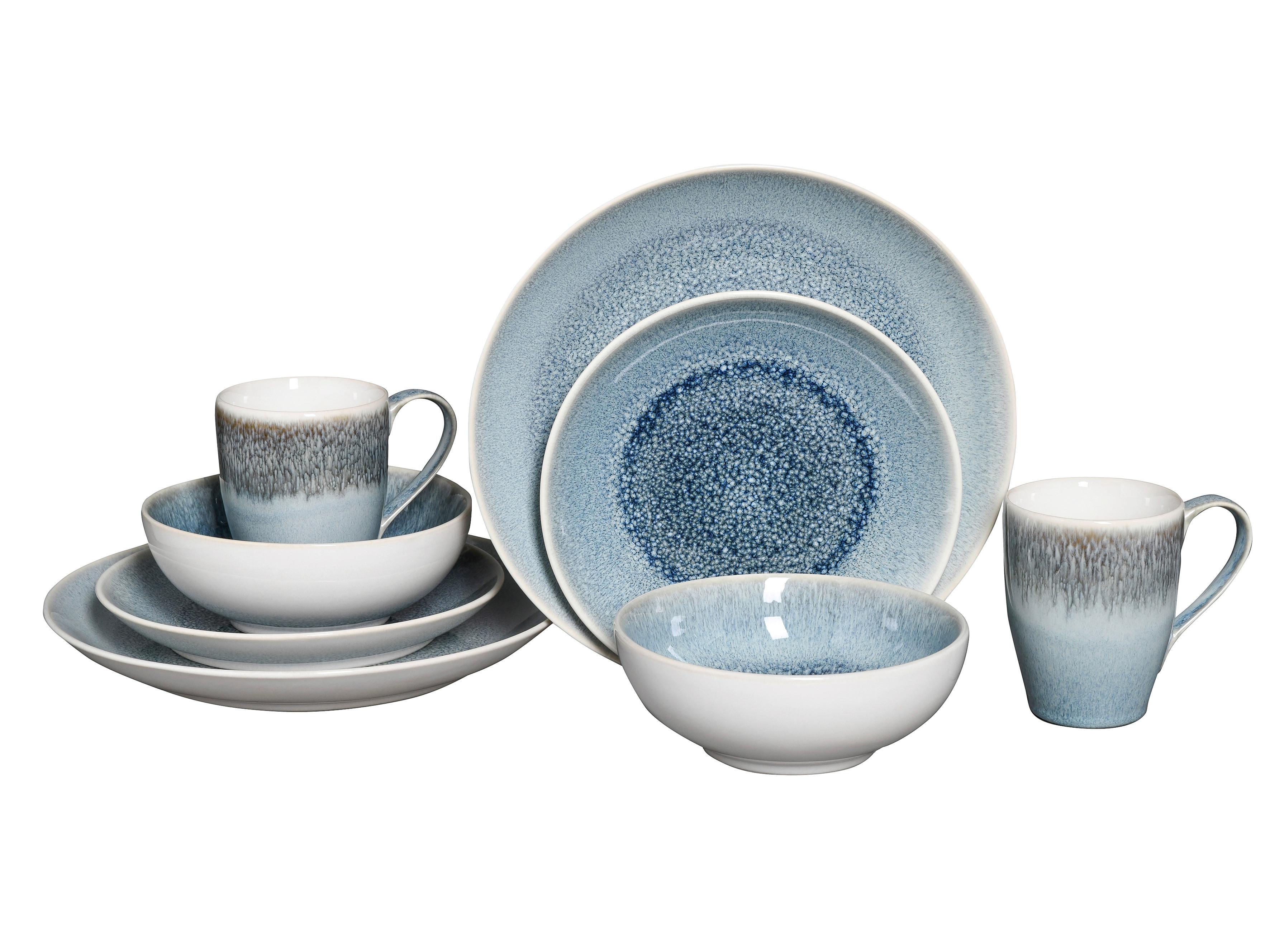 Kombinirani Servis Caldera Eisblau, 8-Delni - svetlo modra/bela, Basics, keramika - Creatable