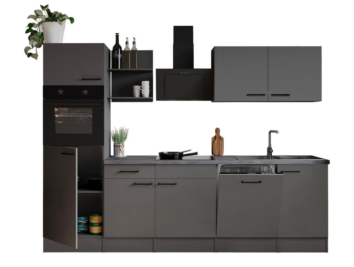 Küchenblock Oliver m. Geräten Grau - Grau, Trend, Holzwerkstoff/Metall (280l) - Respekta