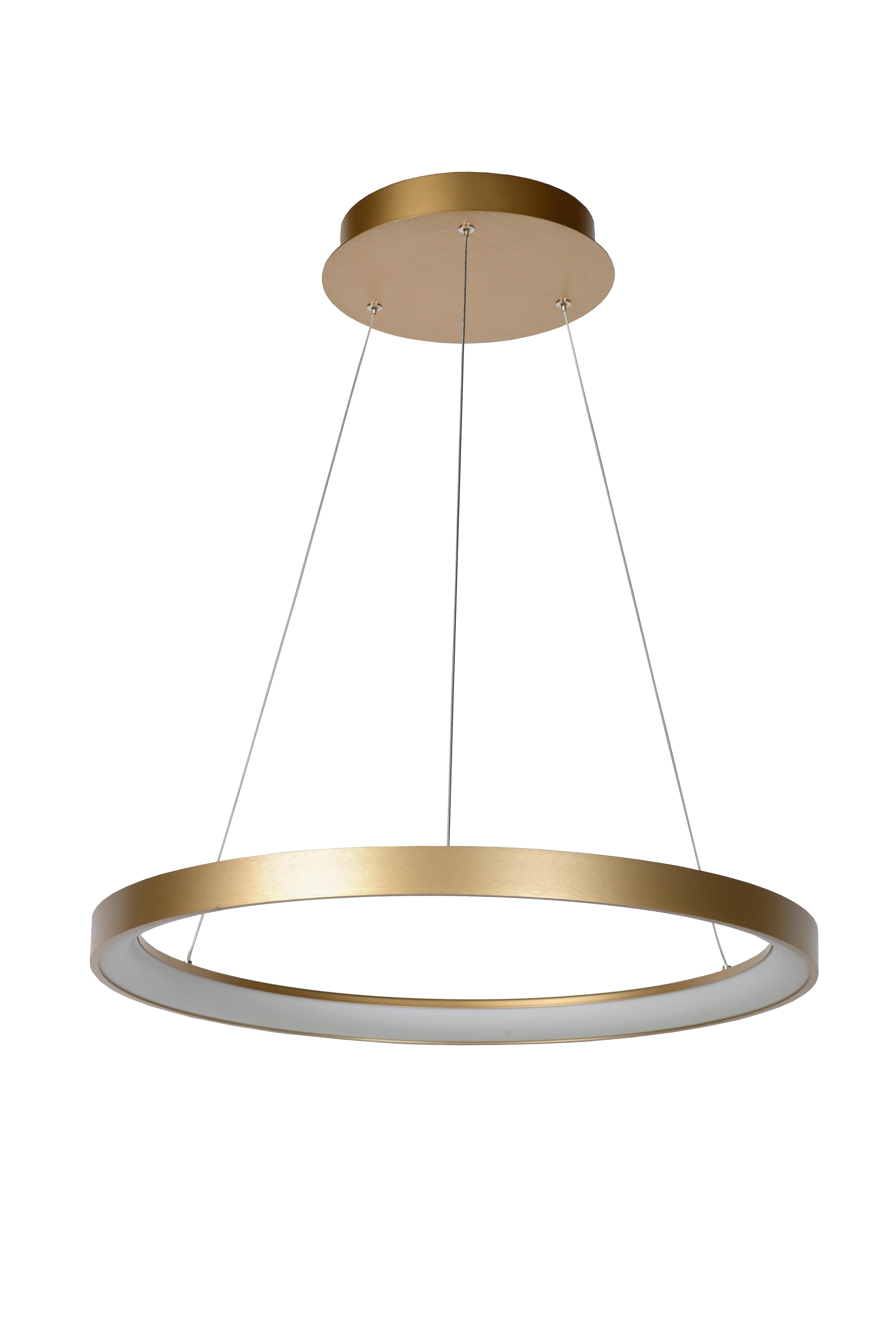 LAMPA WISZĄCA LED 46403/48/02 VIDAL - opal/mosiężny, Design, tworzywo sztuczne/metal (58/150cm) - Lucide