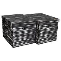 Box mit Deckel Jimmy, 2 Stk. - Schwarz/Weiß, Karton (44,3/33,5/32,5cm) - Modern Living