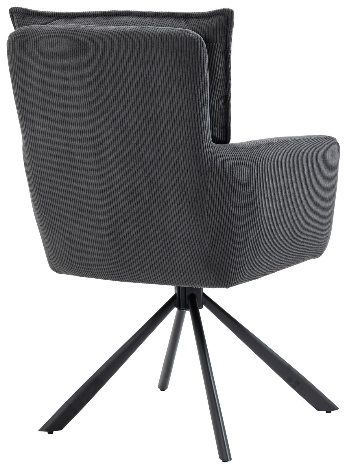 KRZESŁO Z PODŁOKIETNIKAMI POINT - antracytowy/czarny, Design, metal/tkanina (60/95/67cm) - Novel