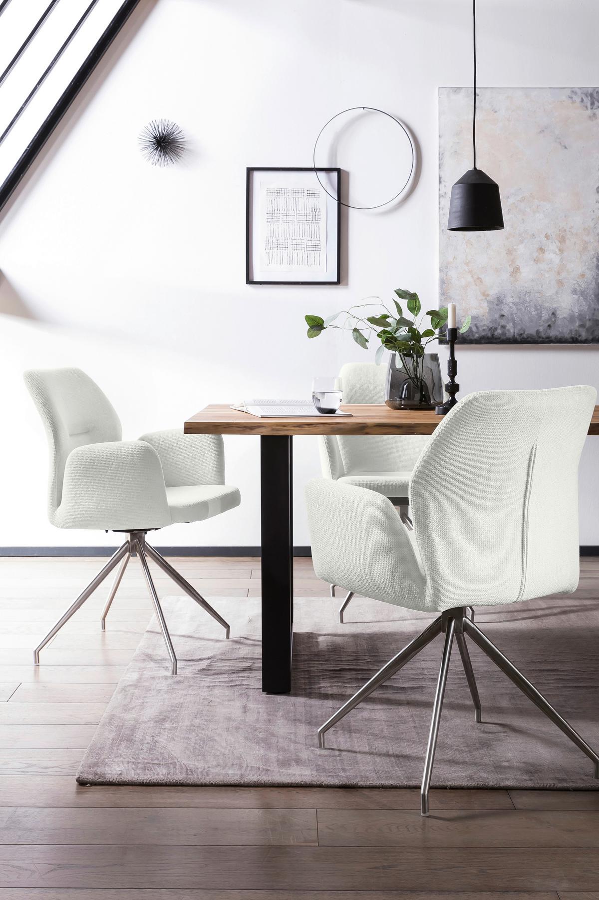 Naslanjač Sofija, Krem Barva, Vrtljiv - srebrne barve/krem barve, Moderno, kovina/tekstil (60/89/62cm) - Livetastic