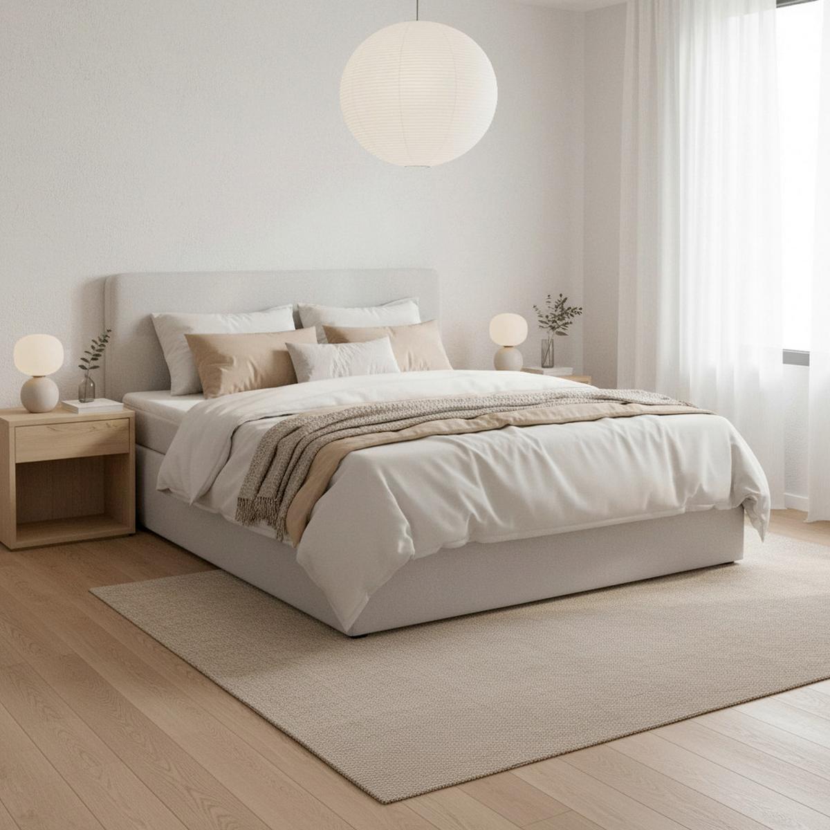 Pat box MARCO - gri deschis, Modern, lemn/textil (180/200cm) - Bessagi